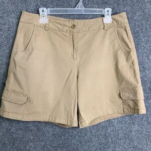 Talbots Women 14 Relaxed Chino Short Tan Casual Everyday Cotton Stretch Pockets